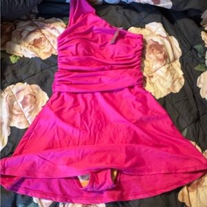 Vibrant Pink One-Shoulder Bathing Suit by J.Crew